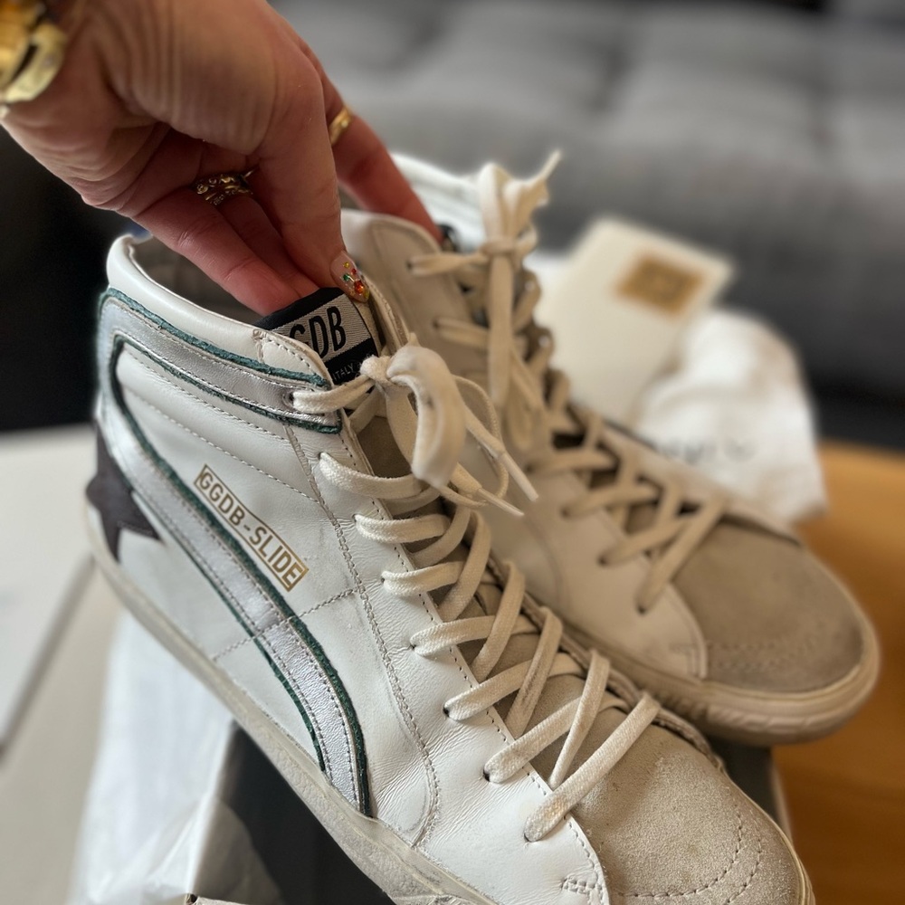 Authentic Golden Goose Slide Classic Sneakers - White and Black